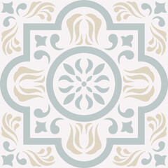 Beige Spanish Tile - Vector Ornamental Illustration - Talavera Tile