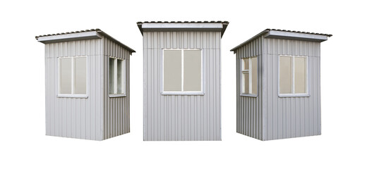 ATM booth or glass construction building on a white background,isolated construction building for...