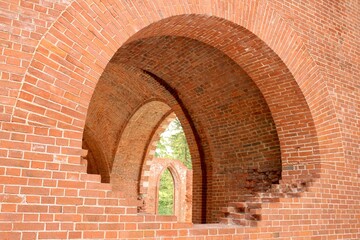 View of the arch through another brick arch