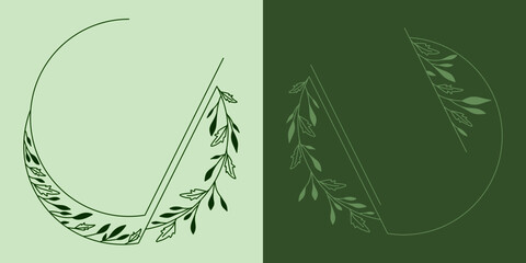 Ramki z wzorem roślinnym w prostym nowoczesnym stylu. Szablony z listkami w zielonych odcieniach - zaproszenia ślubne, życzenia, planer, tło dla social media stories.