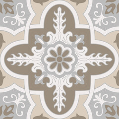 Beige Spanish Tile - Vector Ornamental Illustration