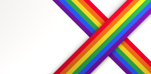 Background in the colors of the pride flag with space to place text. 3D illustration.