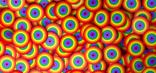 Background of geometric figures with the colors of the pride flag.