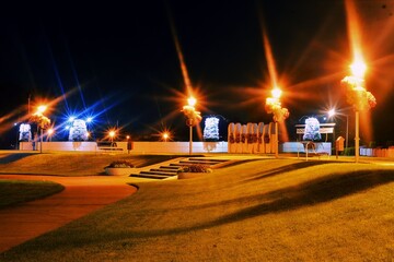 Promenade in Novi Becej at night.