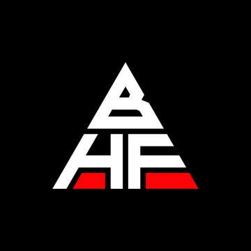 BHF triangle letter logo design with triangle shape. BHF triangle logo design monogram. BHF triangle vector logo template with red color. BHF triangular logo Simple, Elegant, and Luxurious Logo. BHF 