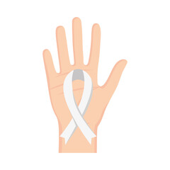 hand with white ribbon