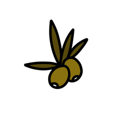 olives doodle icon, vector color line illustration