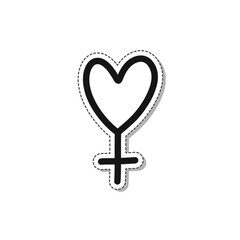 female symbol doodle sticker icon, vector line illustration