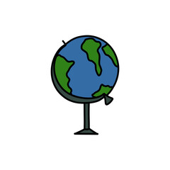 globe doodle icon, vector color line illustration