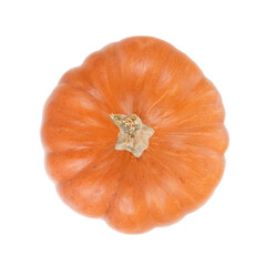 Orange pumpkin top view isolated on white background.