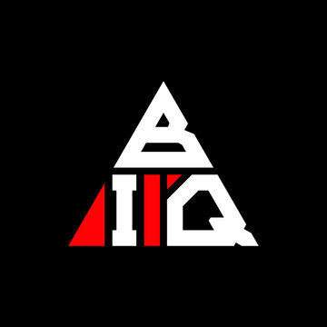BIQ triangle letter logo design with triangle shape. BIQ triangle logo design monogram. BIQ triangle vector logo template with red color. BIQ triangular logo Simple, Elegant, and Luxurious Logo. BIQ 