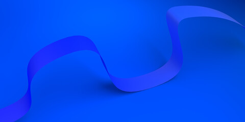 Abstract background. Blue composition with folded ribbon. 3d illustration. Banner.