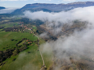 Obraz premium Aerial view of Iskar river Gorge near village of Milanovo, Bulgaria