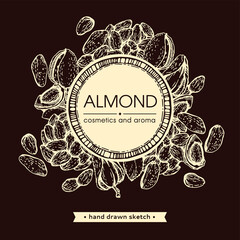 Frame with Almond kernels of nuts.