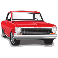 Obraz na płótnie Canvas Red 1960s Vintage Classic Muscle Car Illustration