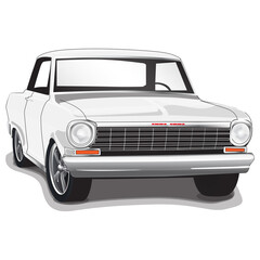 Obraz na płótnie Canvas White 1960s Vintage Classic Muscle Car Illustration