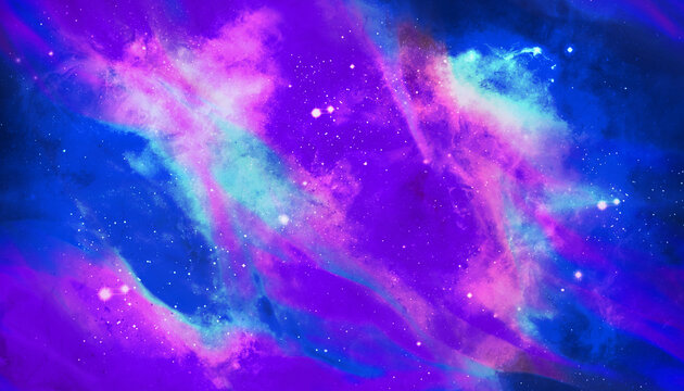 Colorful Galaxy Star Nebula Space In Purple Pink Blue