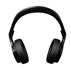 Black headphones isolated on white background. 3D illustration.