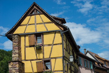 View of medieval houses in the famous village of Turckheim in France