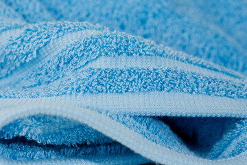Close up detail blue bath towel