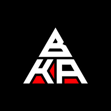 BKA triangle letter logo design with triangle shape. BKA triangle logo design monogram. BKA triangle vector logo template with red color. BKA triangular logo Simple, Elegant, and Luxurious Logo. BKA 