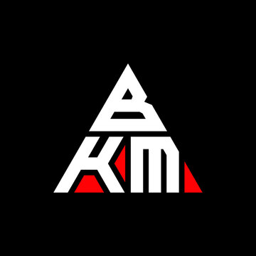 BKM triangle letter logo design with triangle shape. BKM triangle logo design monogram. BKM triangle vector logo template with red color. BKM triangular logo Simple, Elegant, and Luxurious Logo. BKM 