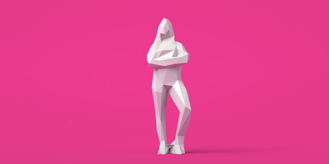 Naklejka na ściany i meble Banner with woman on pink background. International Day for the Elimination of Violence against Women. Feminism. 3d illustration. International Women's Day, March 8.