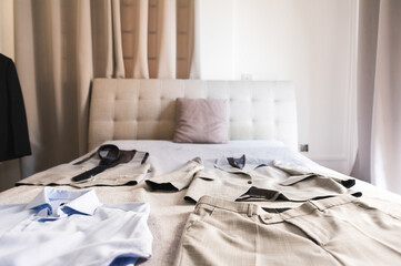 Fototapeta na wymiar white bed with pillows