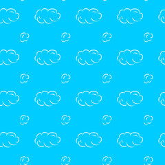 White air clouds on a blue background. Color illustration, decorative design pattern modern