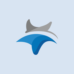 The logo or symbol of a stingray that is shaped like a star flying in the sky. suitable for business or graphic needs about it.