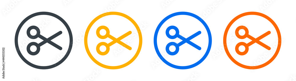 Poster scissors icon on circle sign. vector illustration