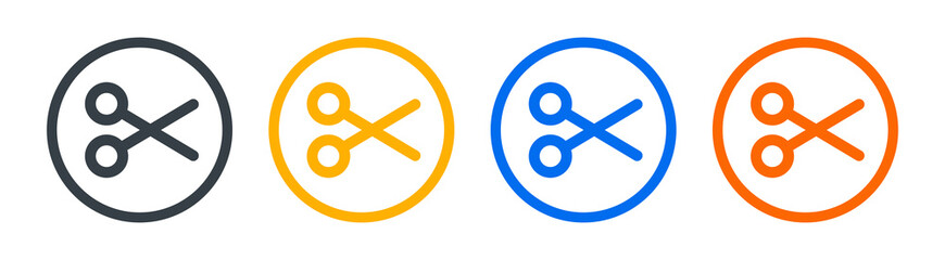 Obraz premium Scissors icon on circle sign. Vector illustration