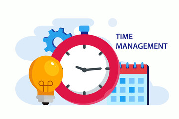 Time management. Business planning. Flat vector template Style Suitable for Web Landing Page, Background.