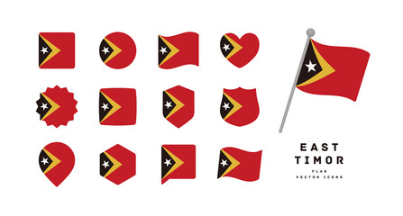East Timor flag icon set vector illustration