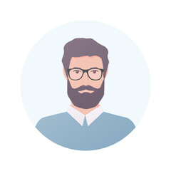 A man portrait. Colored flat illustration. Isolated on white background.