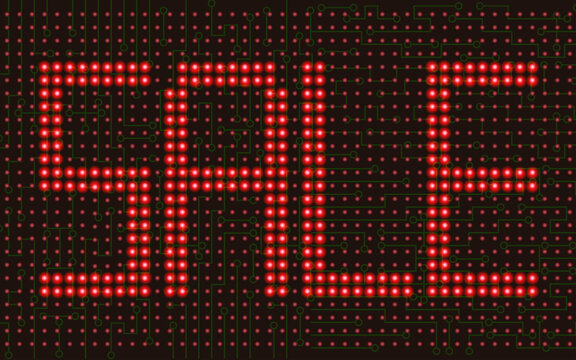 red sale led text on the electric  circuit panel