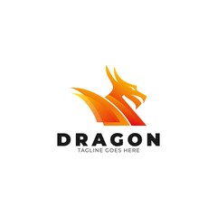 Dragon illustration with modern gradient color, dragon logo vector icon.
