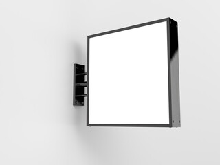 Signboard Logo Mockup Template. For presentation branding, corporate identity advertising design café, restaurant, bar, shop. 3D rendering