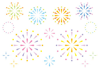 カラフルな打ち上げ花火のアイコンセット