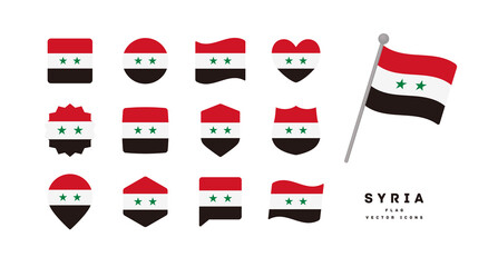 Syria flag icon set vector illustration