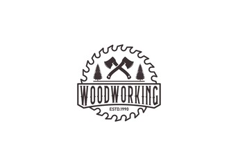 woodworking logo template in white background