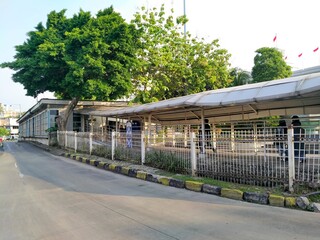 Halte Busway Stasiun Kota, Jakarta, Indonesia - (06-10-2021) : The atmosphere of the busway stop building in the afternoon