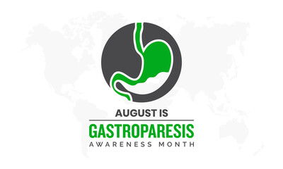 Gastroparesis awareness month vector banner, poster, background template observed on august. Health messages about gastroparesis, treatment.