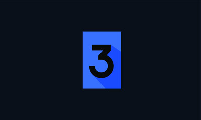 Blue Unique Modern Number 3 Square Logo
