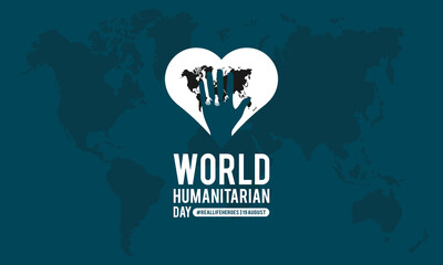 Naklejka premium World humanitarian day awareness month vector banner template observed on august