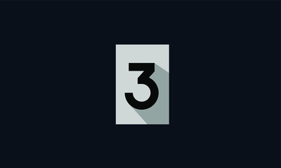 Grey Unique Modern Number 3 Square Logo