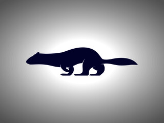 Weasel Silhouette. Isolated Vector Animal Template for Logo Company, Icon, Symbol etc