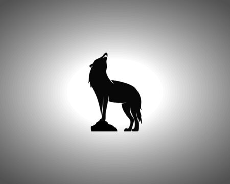 Wolf Silhouette. Isolated Vector Animal Template for Logo Company, Icon, Symbol etc