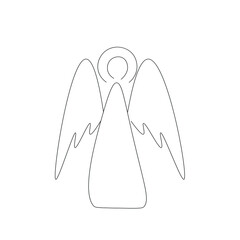 Christmas angel silhouette line drawing vector illustration
