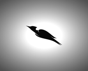 Woodpecker Silhouette. Isolated Vector Animal Template for Logo Company, Icon, Symbol etc